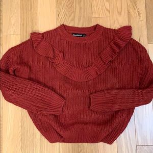Knit ruffle sweater
